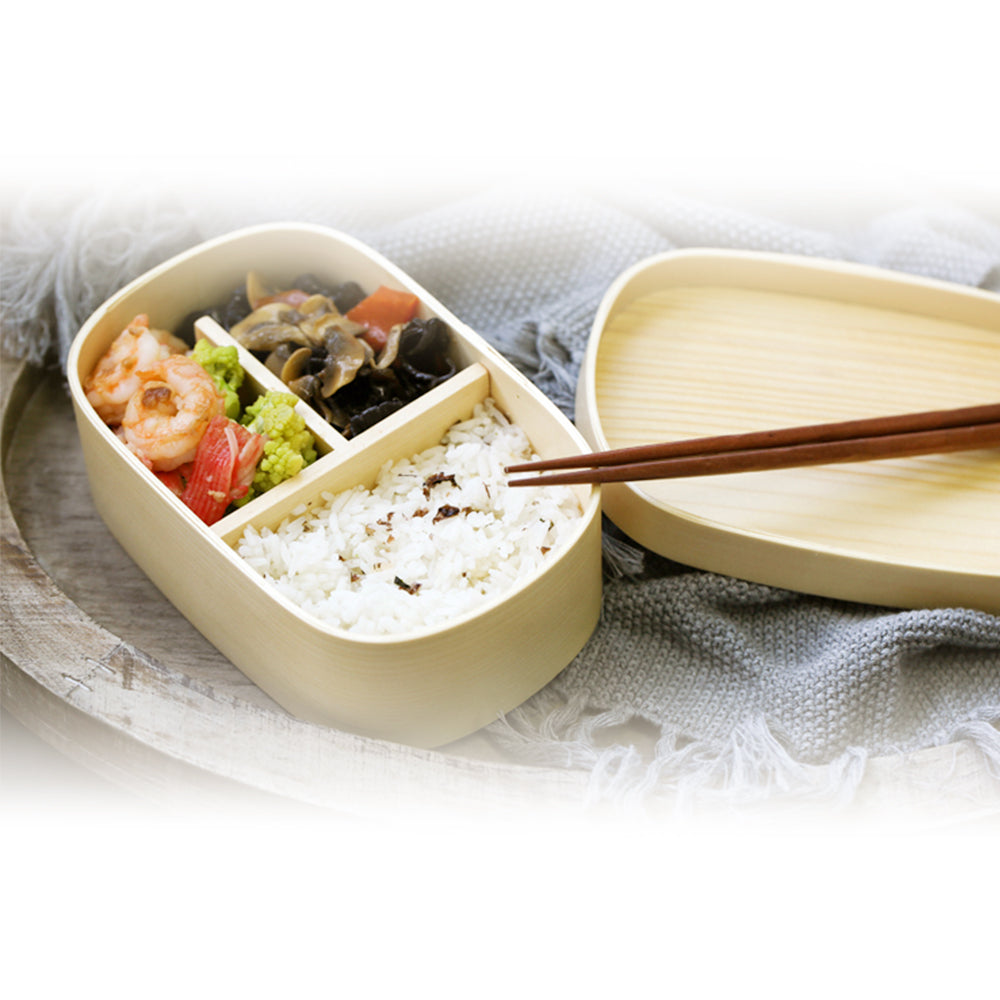 Lunch Box Bento ovale en bois couleur blanche
loading=