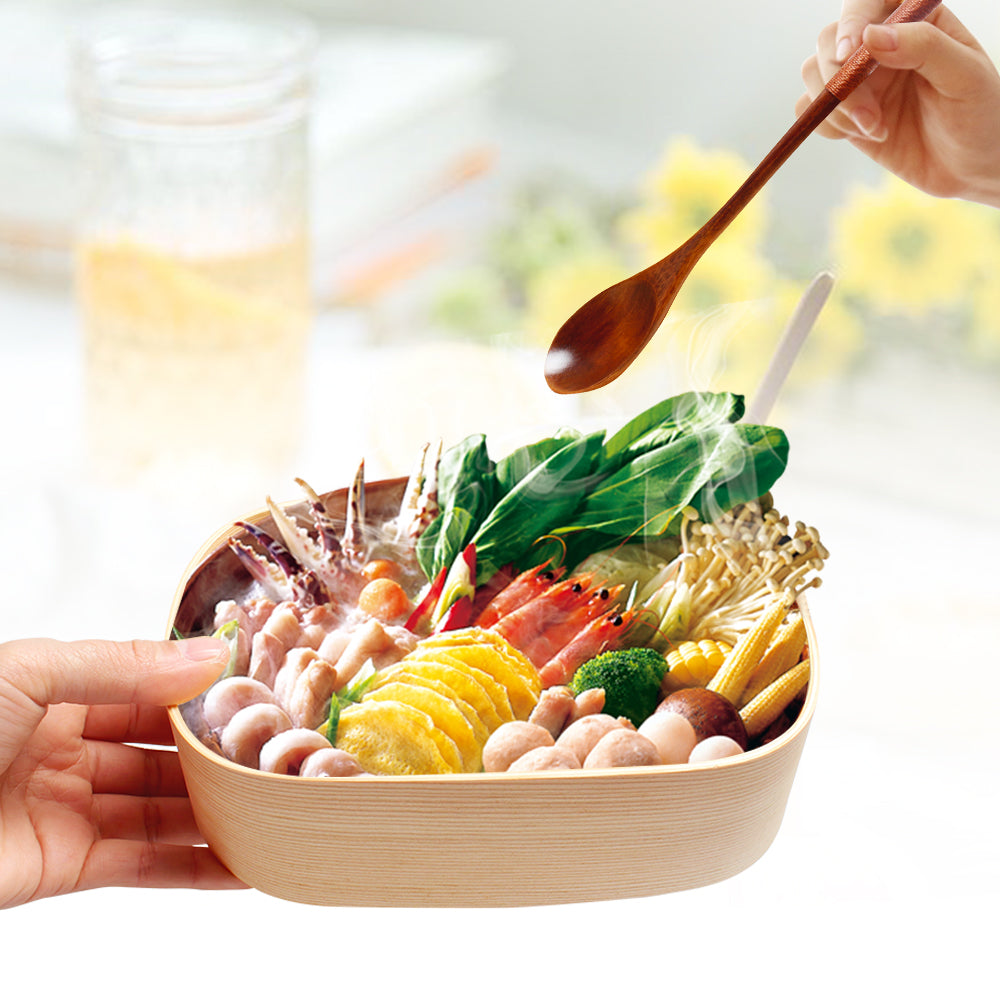 Lunch Box Bento ovale en bois couleur blanche
loading=