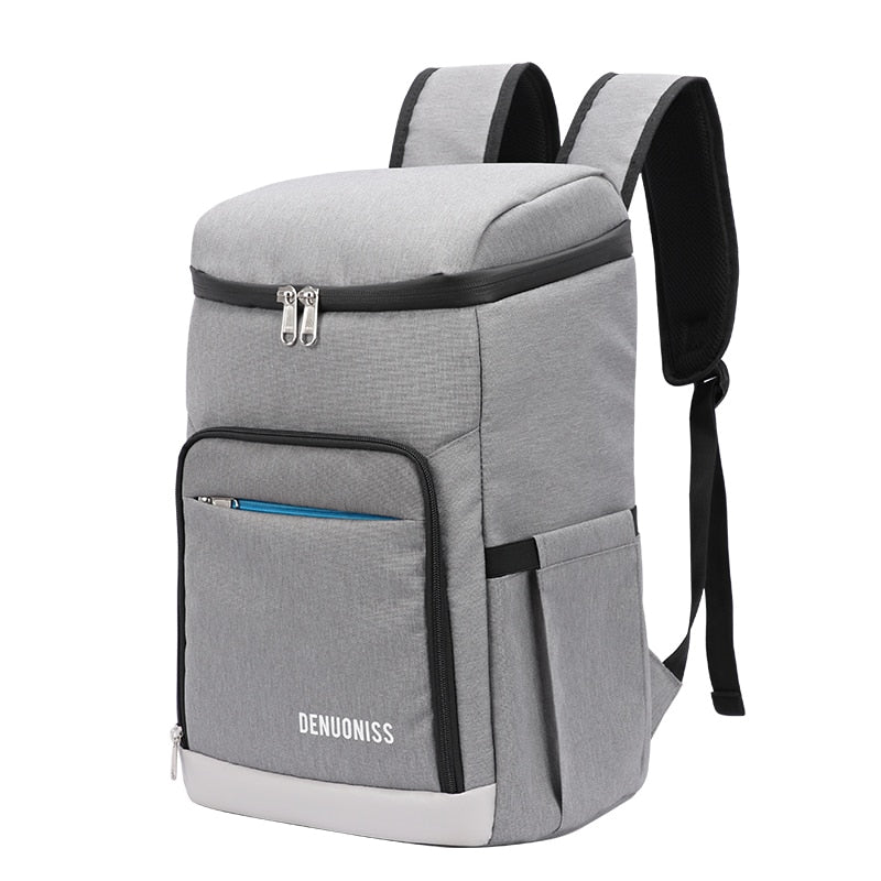 sac a dos isotherme gris 28 litres ou 23 litres avec compartiments vue de face
loading=