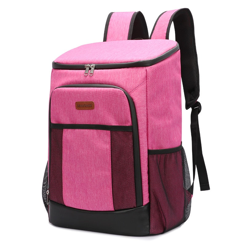 Sac à dos isotherme rose 30 litres avec compartiments vue de face
loading=