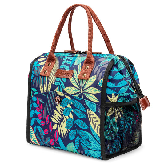 Sac isotherme repas bleu feuilles