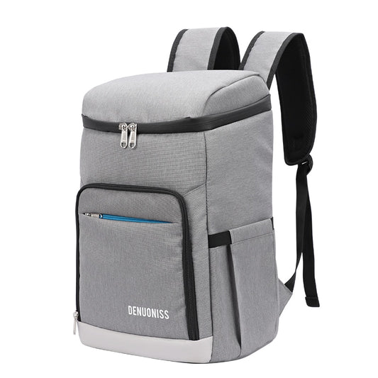 sac a dos isotherme gris 28 litres ou 23 litres avec compartiments vue de face